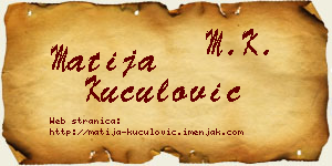 Matija Kuculović vizit kartica